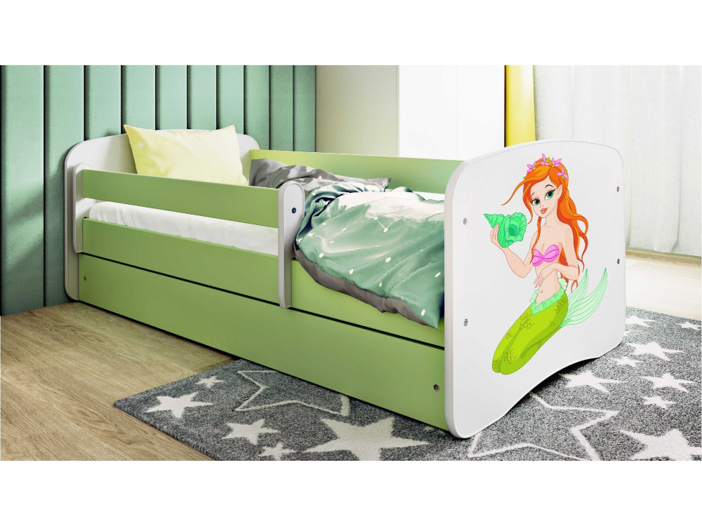 Cama 180 x 80 cm Kocot Kids com gaveta BabyDreams Mermaid Green