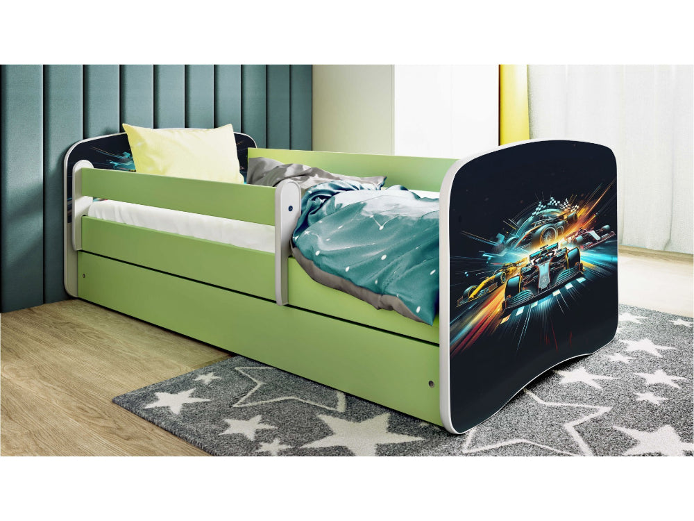 Cama 160 x 80 cm Kocot Kids com colchão BabyDreams Race Green