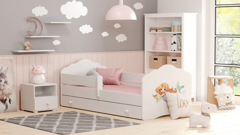 Cama de criança 160 x 80 com gaveta, colchão e estrado incluídos Kobi Wave Mermaid