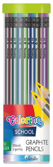 SET 48 Lápis Hexa Metal HB c/ Borracha
