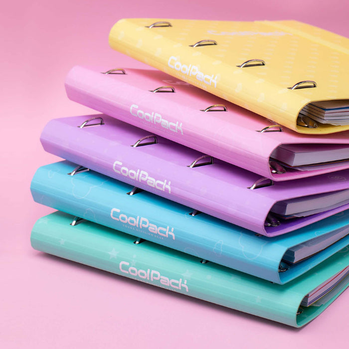 Capa A4 4 Argolas + Folhas + Separadores Limão Pastel