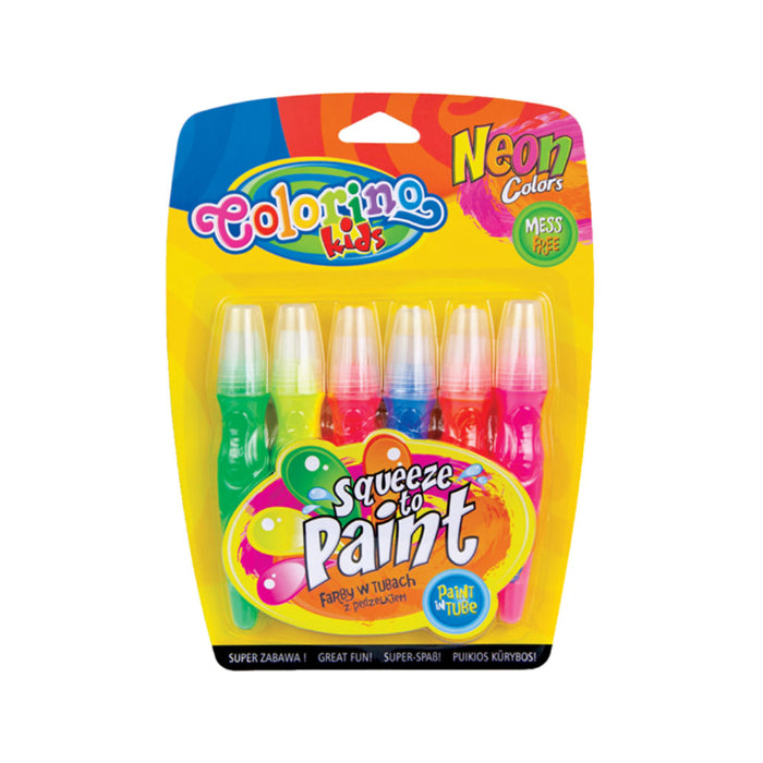 Set Tubo Tinta Pincel 6 Cores Neon