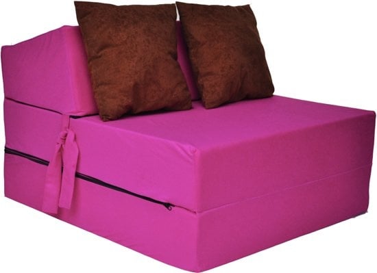 Colchão de campismo dobrável 200x70x15 cm rosa com almofadas