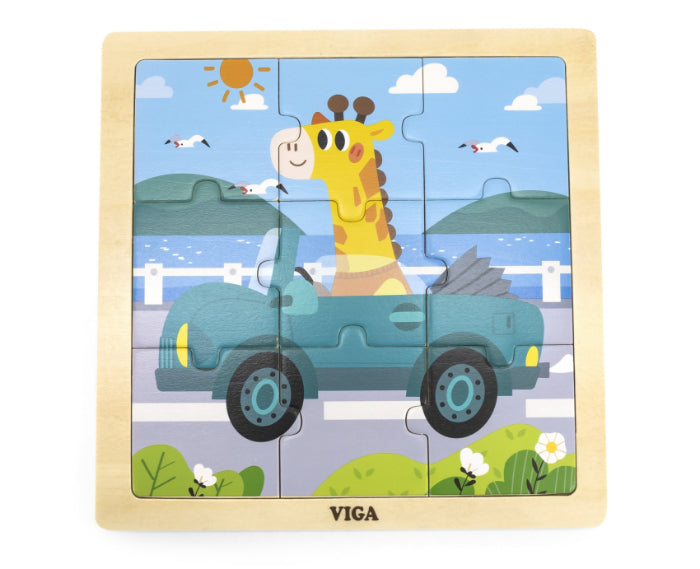 Puzzle de madeira de 9 peças Viga Carro