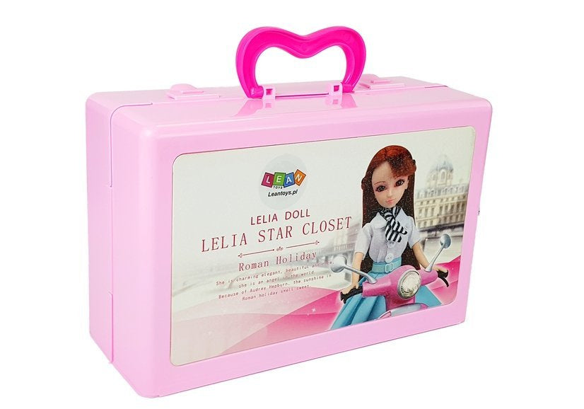 Boneca com conjunto roupas mala acessórios