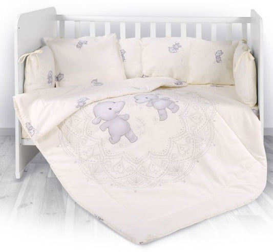 Conjunto de textil de cama grades Lorelli LILY Ranforce Happy Hippo Bei (5 Ppç)
