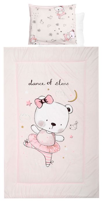 Conjunto de roupa de cama Lorelli Ranforce Pink Ballerina Bear (4 pç)