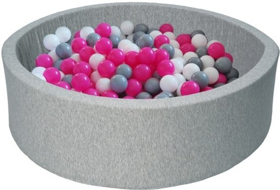 Piscina de bolas 90x30 cm com 300 bolas branco rosa cinzento
