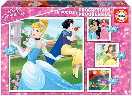 4x Puzzle Progressivo Disney Princess 12-25