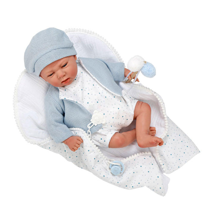 Bonecas Arias 40 cm Alvaro Azul com Bandeirinhas