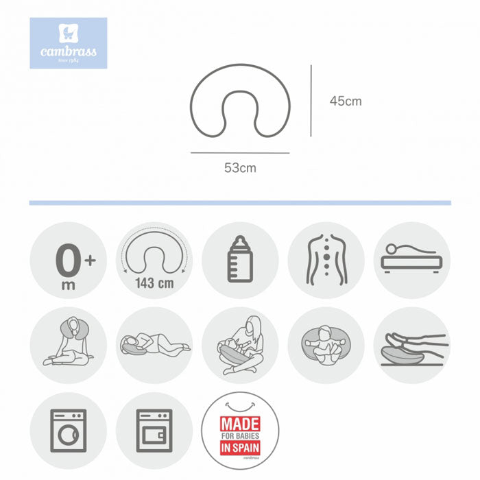CAMBRASS - ALMOFADA DE AMAMENTAÇÃO 53x45x10 CM GIRAFA AZUL