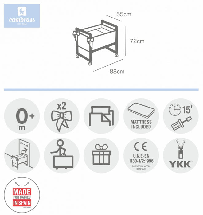 CAMBRASS - BERÇO NEXT CÉU CELESTE 55x88x72 CM