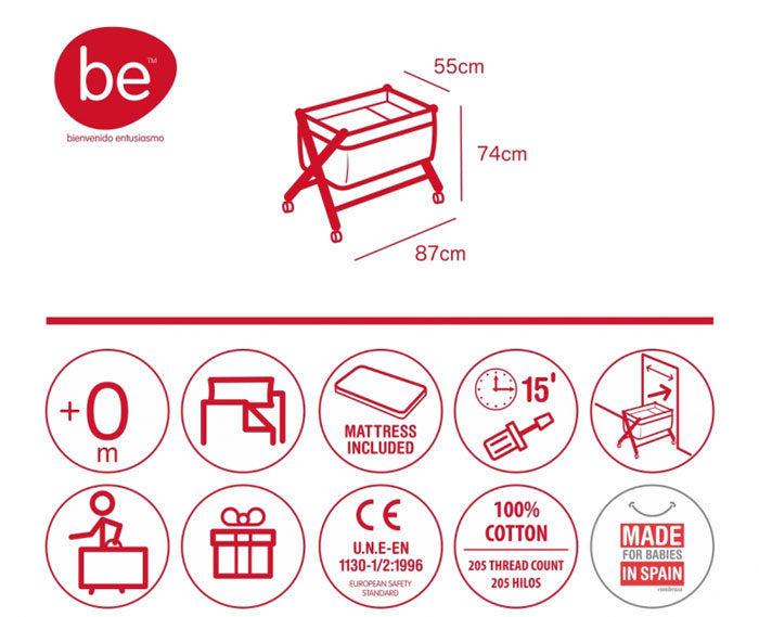 CAMBRASS - BERÇO DE MADEIRA LEÃO CINZA / BCO 55x87x74 CM