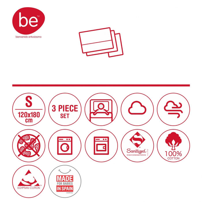 CAMBRASS - LENÇÓIS BERÇO 3 PCS 120x180 CM GIRAFA AZUL