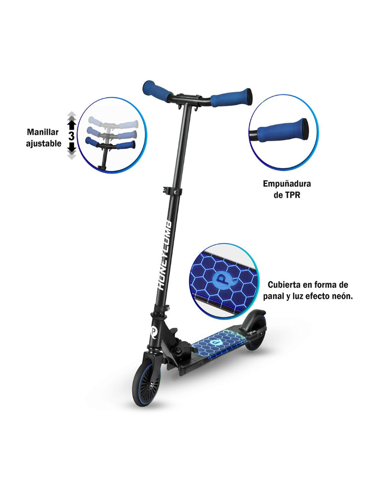 Scooter com luzes LED Qplay Honey Comb Blue