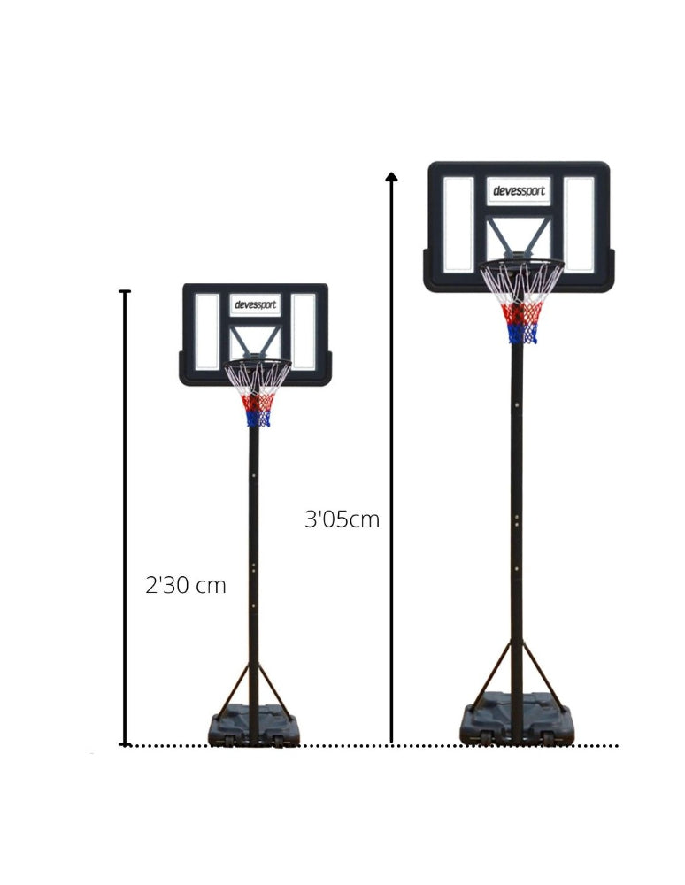 Cesto de basquetebol regulável 230 x 305 cm