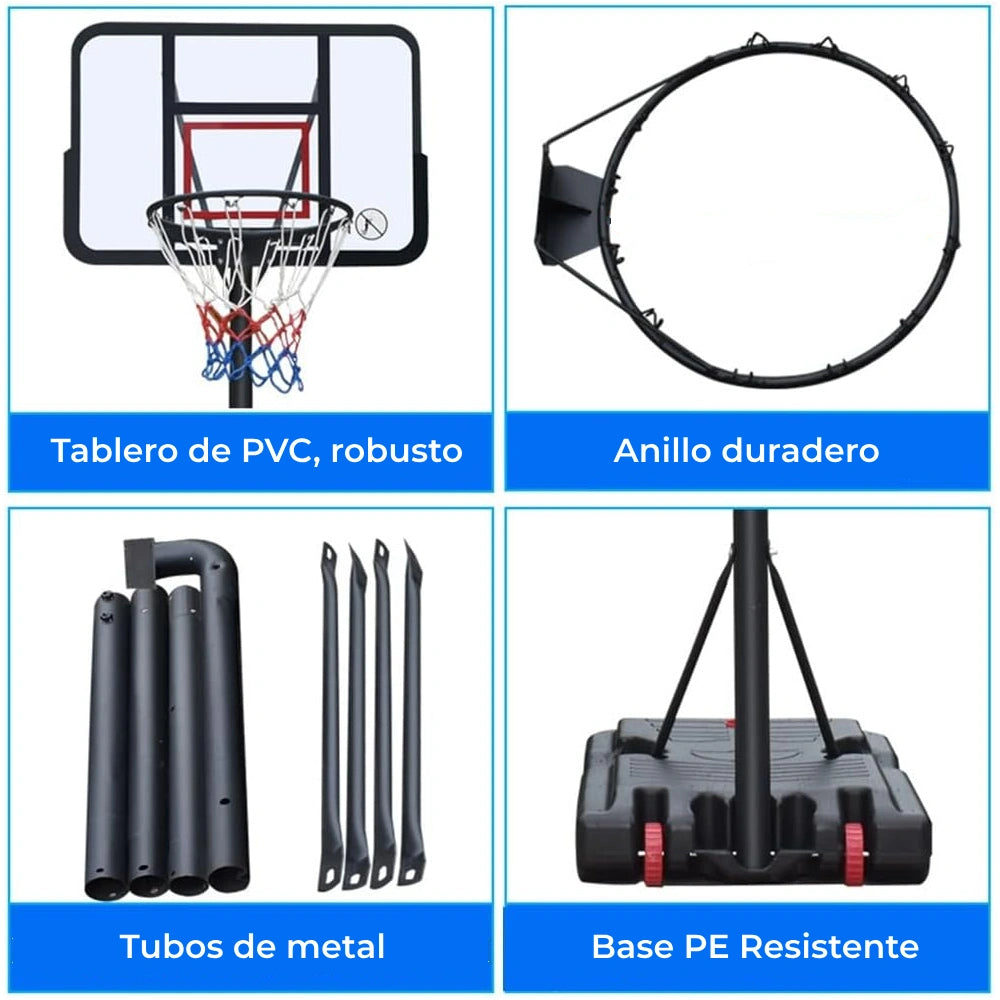 Cesto de basquetebol para crianças regulável 190 x 300 cm