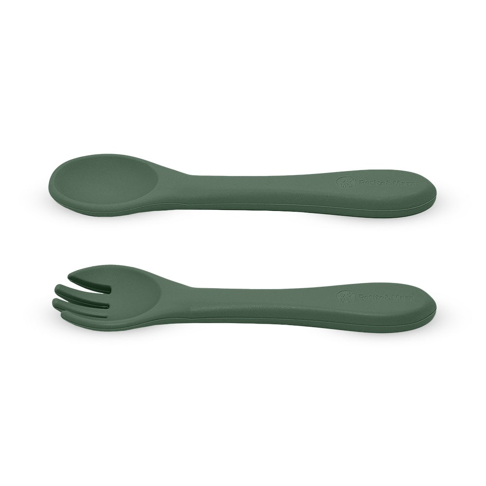 Talheres de silicone Petite&Mars Take&Match Misty Green