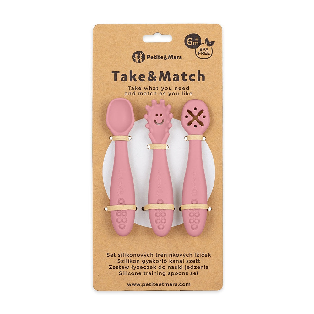 Conjunto de colheres de silicone 3 peças Petite&Mars Take&Match Dusty Rose