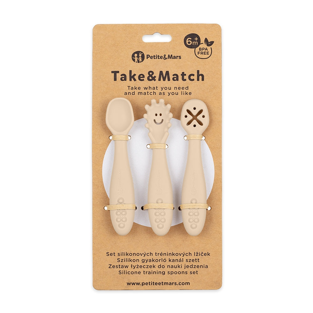 Conjunto de colheres de silicone 3 peças Petite&Mars Take&Match Desert Sand