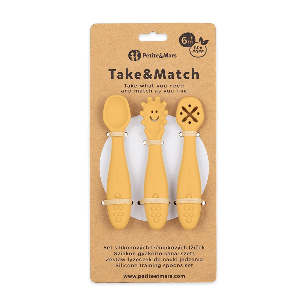 Conjunto de colheres de silicone 3 peças Petite&Mars Take&Match Intense Ochre