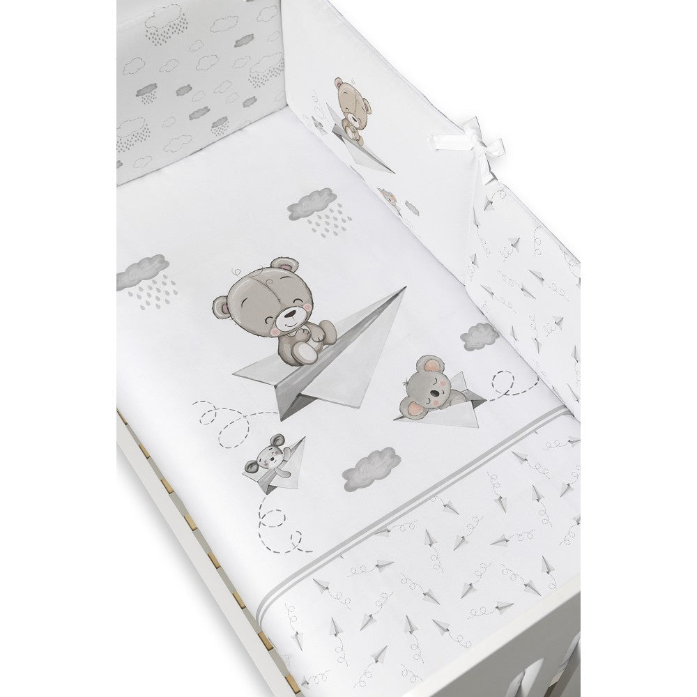 Conjunto 2 Pçs Amovivel (Colcha+Protetor De Cama) Paper Plain Cinza Interbaby