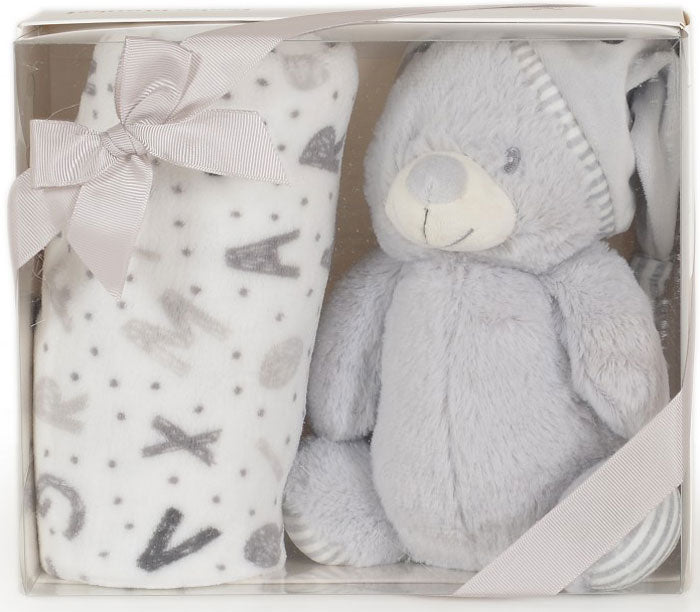 Cobertor de bebé com brinquedo Cangaroo Bear grey