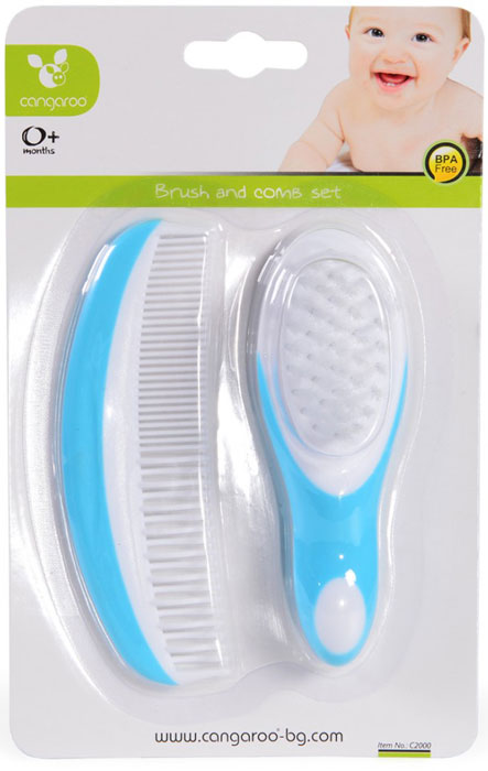 Conjunto de pente e escova Cangaroo blue