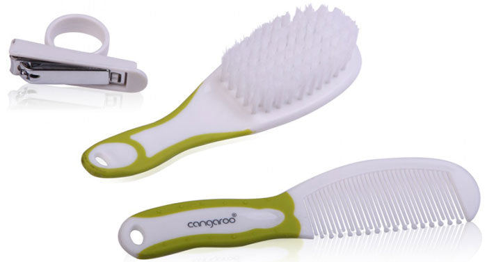 Conjunto de escova, pente e corta-unhas Cangaroo
