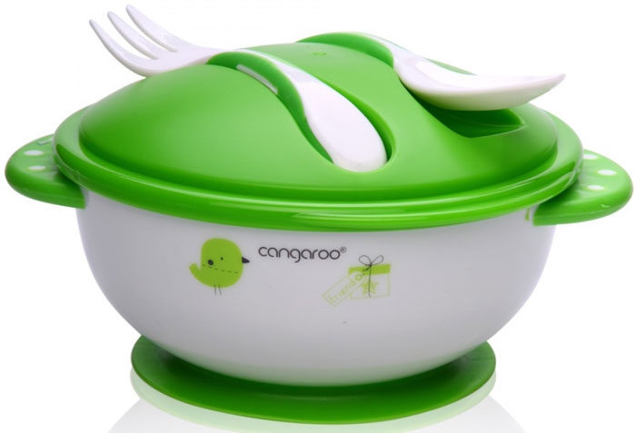 Conjunto tigela com garfo e colher Cangaroo
