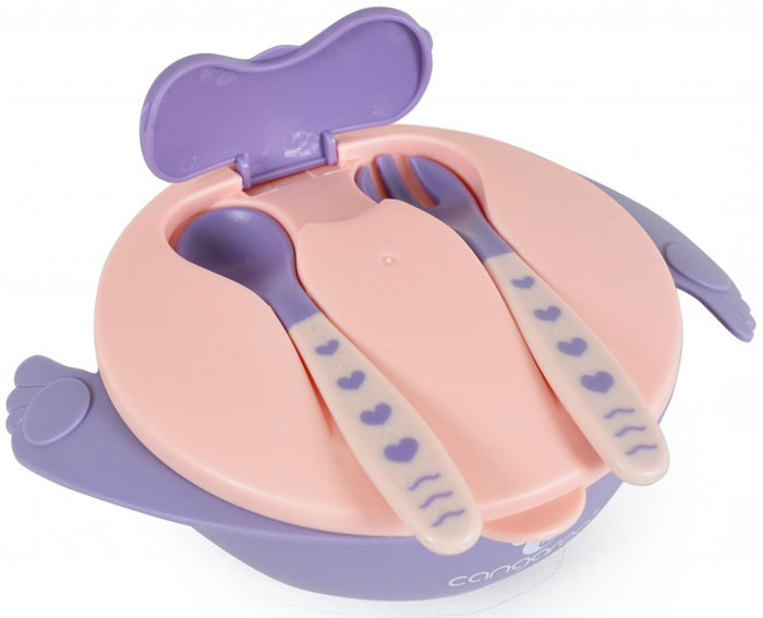 Conjunto tigela com garfo e colher Cangaroo Jelly pink