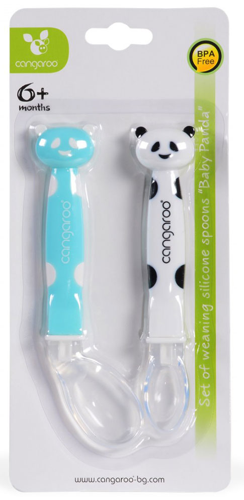 Conjunto colheres silicone Cangaroo Baby panda boy
