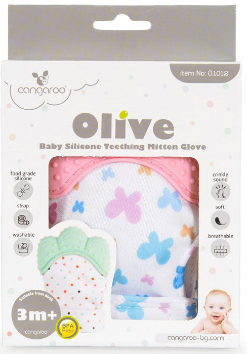 Luva mordedor de silicone Cangaroo Olive butterflies