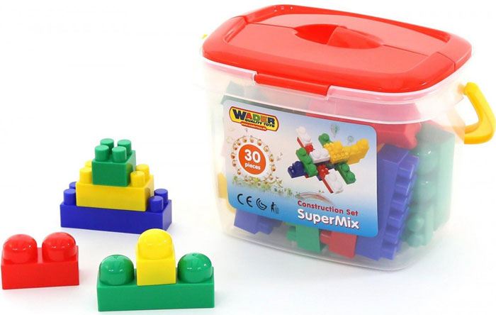 Balde com 30 unidades de construção Supermix Polesie