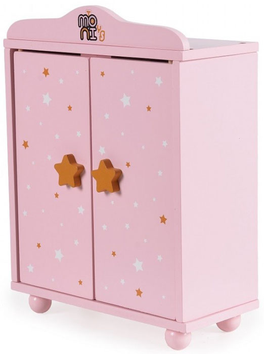 Guarda-roupa em madeira de boneca com 3 cabides Moni