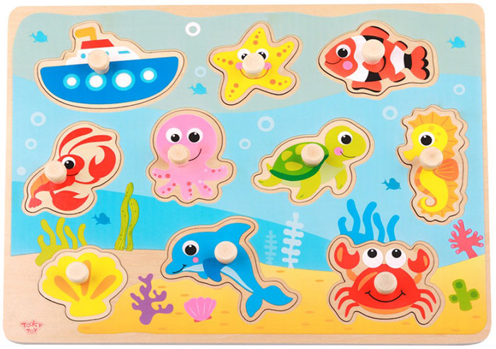 Puzzle marinho em madeira Tooky Toy