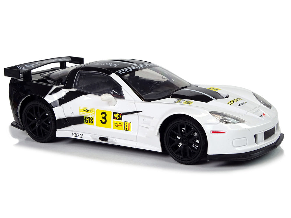 Carro telecomandado Corvette C6.R branco 1:18 luzes 2.4G