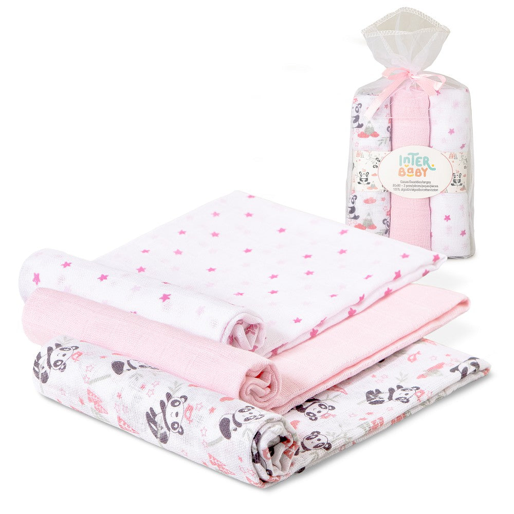 Fraldas 80X80 Pack 3 Unidades Rosa Interbaby