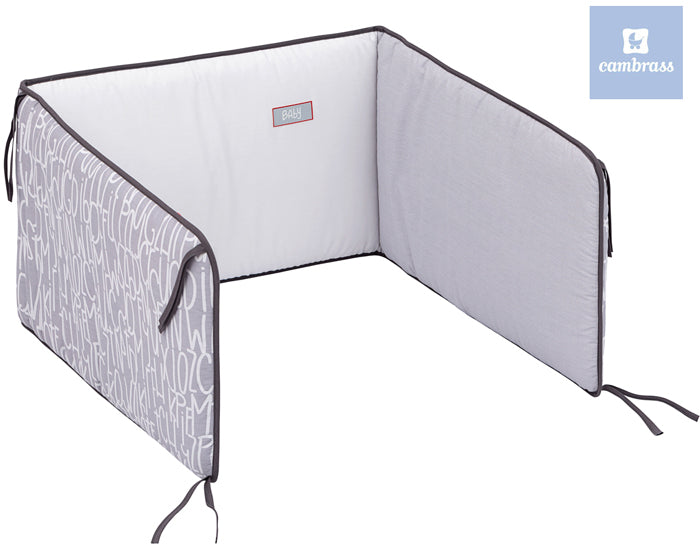 Cambrass - Protetor cama de grades BE LETTERA, GRIS
