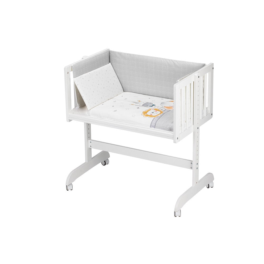 Berço Co Sleep Em Branco Minana Faia+Lençóis+Vestimenta+Colchão Animales Interbaby