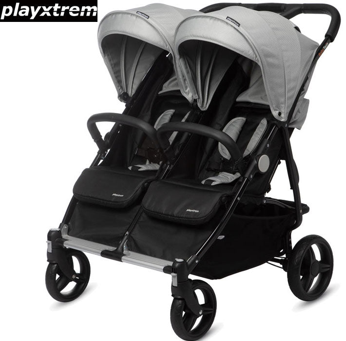 PLAYXTREM - Carrinho de Gémeos BABY TWIN Silver