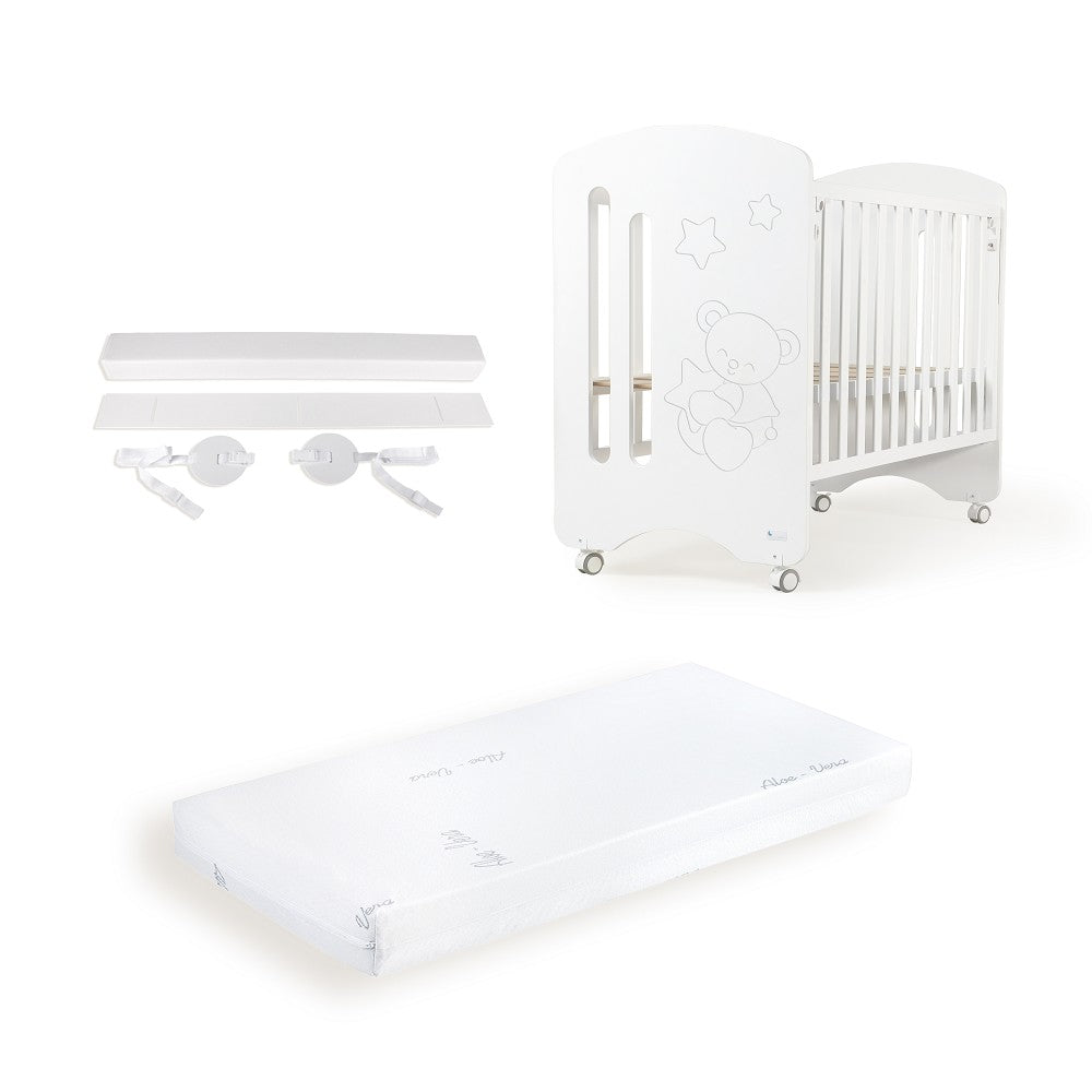 Berço Branco Premium + Colchão + Kit Co-sleep Interbaby