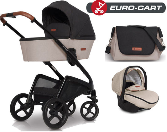 EURO-CART - CAMPO chassis, alcofa, + bolsa + Grupo 0+ ISOFIX READY Latte