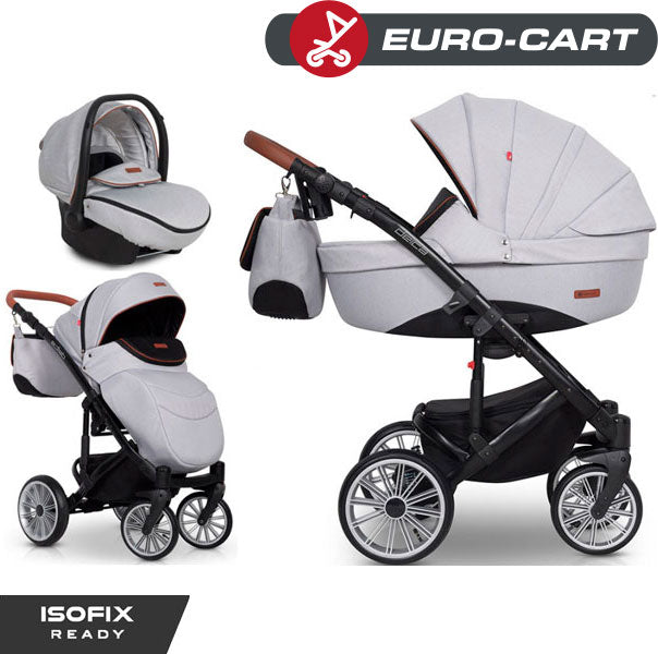 EURO-CART - Carrinho multifuncional DELTA + Grupo 0+ ISOFIX READY Grey Fox