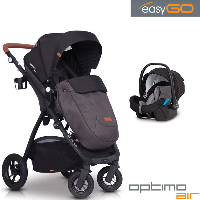 EASYGO - Carrinho multifuncional OPTIMO AIR + STARTER 0+ ISOFIX READY Anthracite