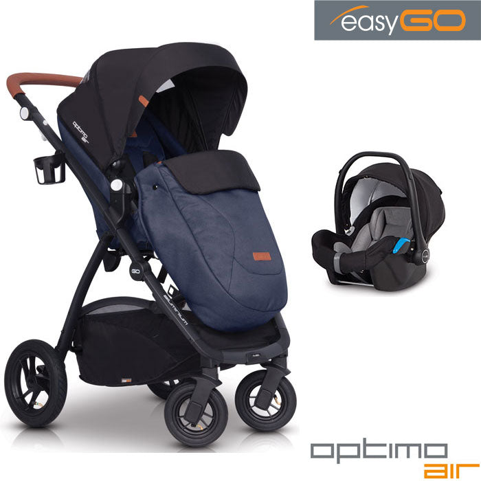 EASYGO - Carrinho multifuncional OPTIMO AIR + STARTER 0+ ISOFIX READY Denim