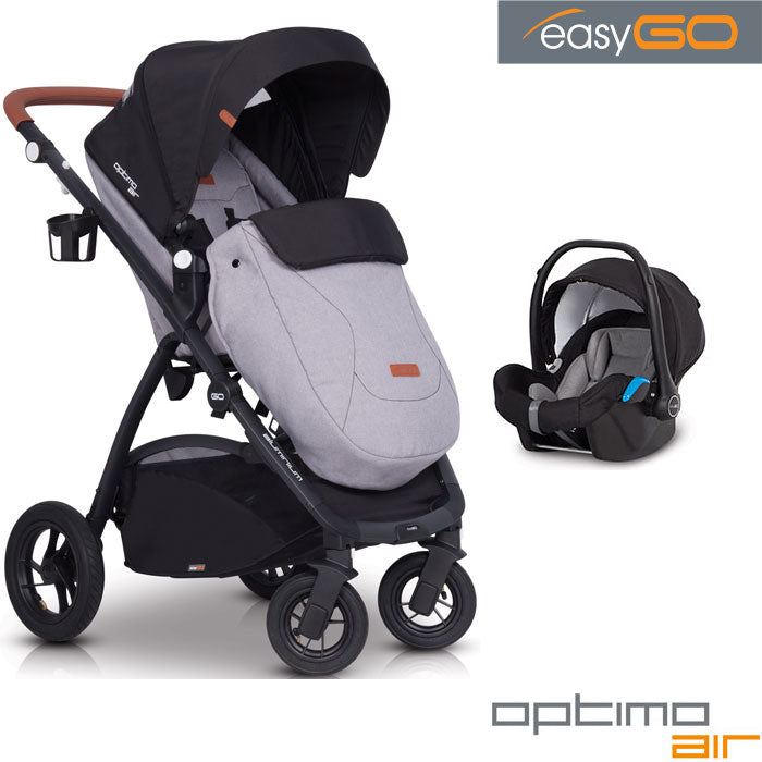 EASYGO - Carrinho multifuncional OPTIMO AIR + STARTER 0+ ISOFIX READY Grey Fox