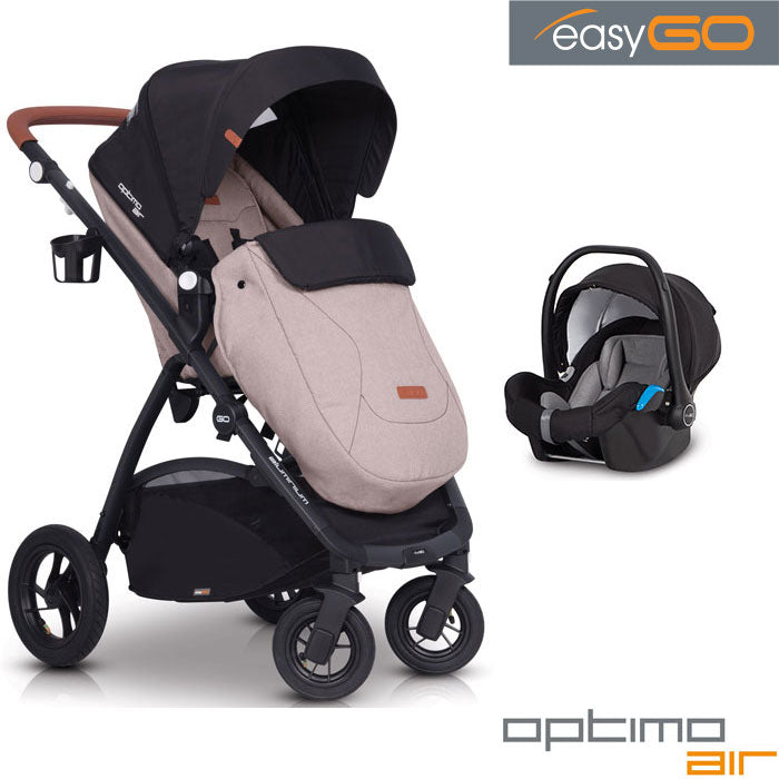EASYGO - Carrinho multifuncional OPTIMO AIR + STARTER 0+ ISOFIX READY Sand