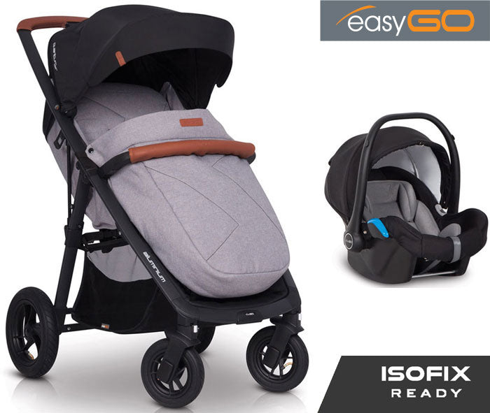 EASYGO - Carrinho multifuncional QUANTUM AIR + STARTER 0+ ISOFIX READY Grey Fox