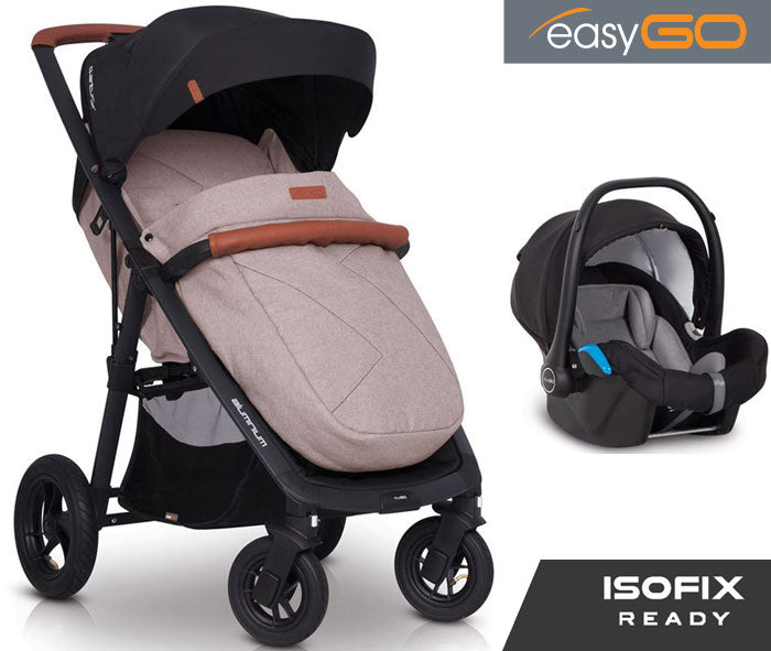 EASYGO - Carrinho multifuncional QUANTUM AIR + STARTER 0+ ISOFIX READY Sand